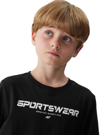Koszulka T-shirt dziecięcy 4FJAW23TTSHM0797 czarny