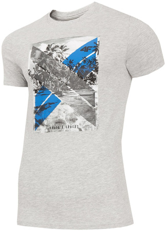 T-SHIRT MĘSKI 4F H4L19-TSM025A JASNY SZARY 