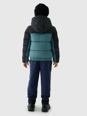 Kurtka chłopięca puchowa zimowa 4FJWAW25TDJAM621 oliwkowy