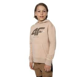 Bluza dresowa z kapturem chłopięca 4F beż 4FJSS23-TSWSM240