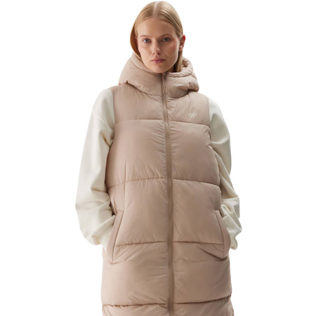 Bezrękawnik kamizelka damska 4FWAW24TVJAF143 beż