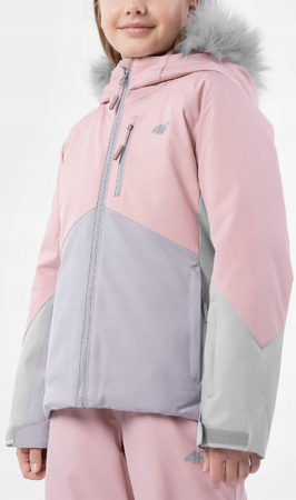 Dziewczęca kurtka narciarska 4F HJZ22-JKUDN003 szary