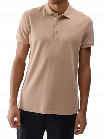 Koszulka męska polo 4FWSS25TPTSM407 beżowa