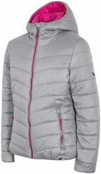 Kurtka Zimowa Dziecięca Puchowa z kapturem 4F T4Z15-JKUD001 SZARA