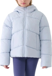 Kurtka zimowa puchowa dziewczęca 4FJWAW25TDJAF615 jasny niebieski