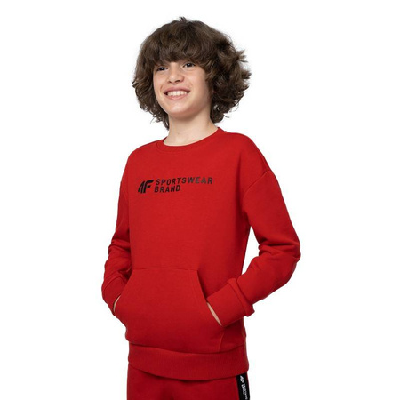 Bluza chłopięca bez kaptura 4F TSWSM222 czerwona