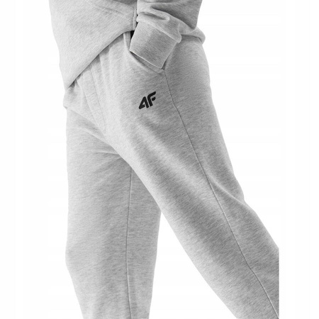 Spodnie dresowe chłopięce jasny szary 4F JWSS24 TTROM591