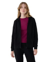 Bluza rozpinana z kapturem damska 4FWMM00TSWSF1763 czarna