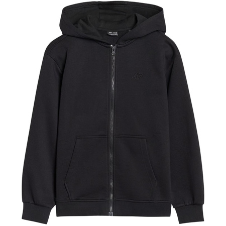 Bluza dresowa rozpinana z kapturem chłopięca 4FJWMM00TSWSM1859 czarny