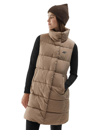 Bezrękawnik długi Damski 4F AW23TVESF076 brązowy