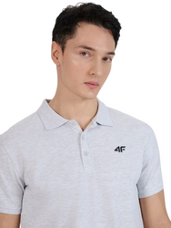 Koszulka męska polo 4FWMM00TPTSM366 jasny szary