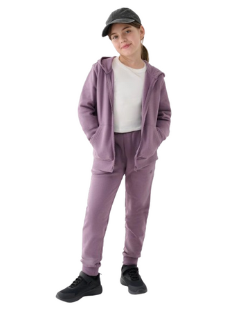 Bluza dresowa dziewczęca rozpinana 4F 4FJWMM00TSWSF1315 fiolet