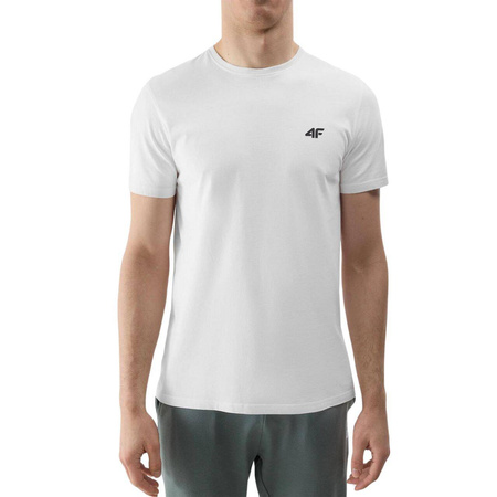 Koszulka męska 4F małe logo 4FWSS24TTSHM1154 biały