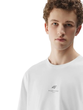 Koszulka męska bawełniana 4F 4FWSS24TTSHM1282 biała