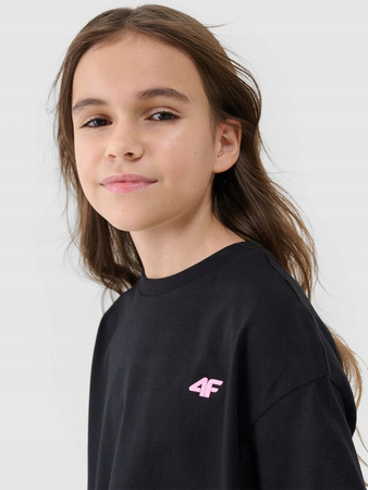 Dziewczęcy t-shirt oversize 4F 4FJWSS25TTSHF1851 czarny