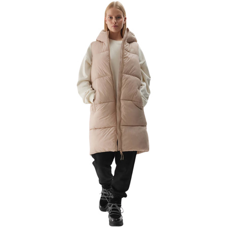 Bezrękawnik kamizelka damska 4FWAW24TVJAF143 beż