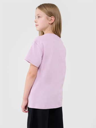 Dziewczęcy t-shirt koszulka oversize 4FJWSS25TTSHF2326 jasny różowy