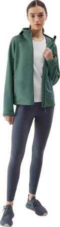 Kurtka damska softshell z kapturem 4F WSS24-TSOFF216 zielona