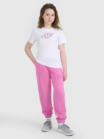 Koszulka dziewczęca 4F 4FJWAW25TTSHF2388 biała