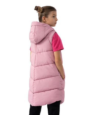 Bezrękawnik Zimowy Puchowy Długi dziewczęcy 4F JAW23TVJAF046 różowy