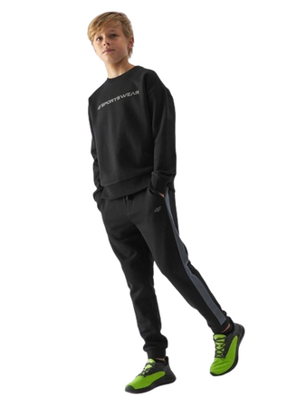 Spodnie chłopięce dresowe joggery 4F 4FJWAW24TTROM759 czarne