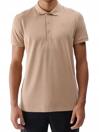 Koszulka męska polo 4FWSS25TPTSM407 beżowa