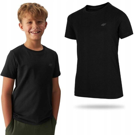 Koszulka chłopięca t-shirt czarny 4F JWSS24 TTSHM1116