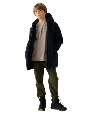 Płaszcz chłopięcy puchowy pikowany 4F 4FJWAW24TDJAM464 czarny