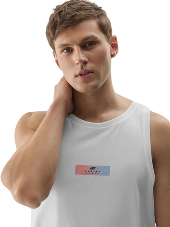 Koszulka męska na ramiączka 4F WSS24TTSHM1291 biała