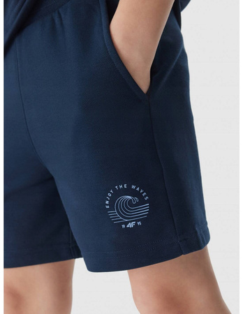 Spodenki dziecięce sportowe dresowe 4F 4FJWSS24TSHOM274 granat