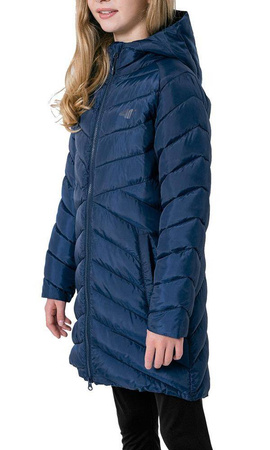 Kurtka Zimowa Płaszcz dziewczęcy 4F HJZ22 -JKUDP003 granat