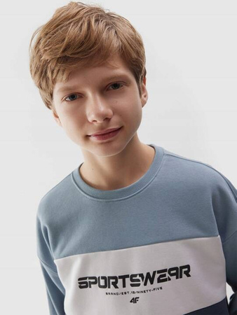 Bluza chłopięca bez kaptura niebieska 4F JWSS24 TSWSM0923