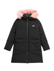 Kurtka Płaszcz Zimowy dziewczęcy 4F HJZ22 -JKUDP004 czarny