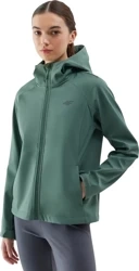 Kurtka damska softshell z kapturem 4F WSS24-TSOFF216 zielona