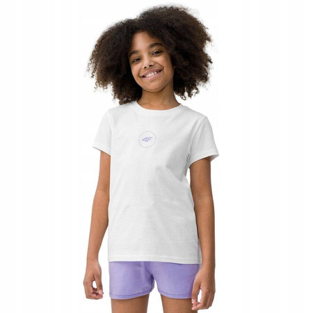 Koszulka dziewczęca t-shirt biały 4F JWSS24 TTSHF1111
