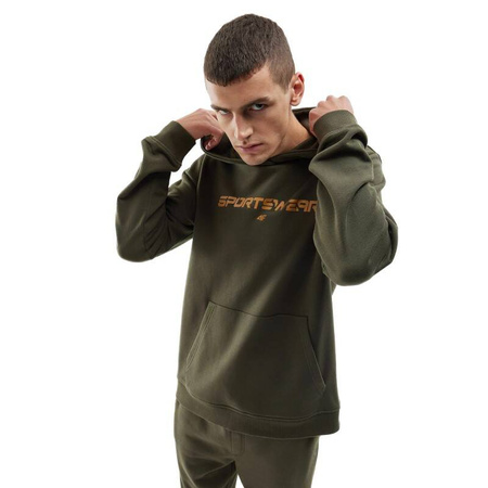 Bluza Męska z kapturem khaki 4FAW23TSWSM0773