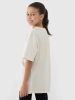 Dziewczęcy t-shirt oversize 4F 4FJWSS25TTSHF1851 kremowy