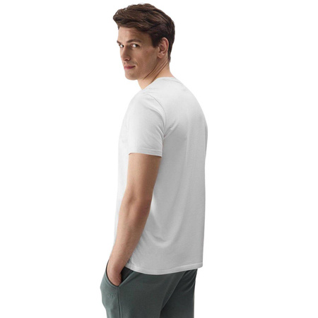 Koszulka męska 4F małe logo 4FWSS24TTSHM1154 biały