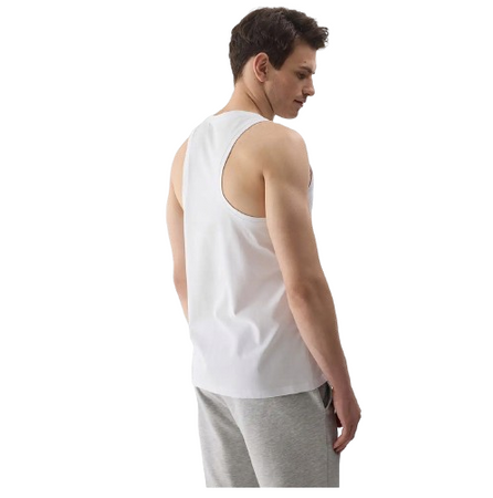 Koszulka męska tank top bez rękawów biała 4F WSS24 TSLEM076