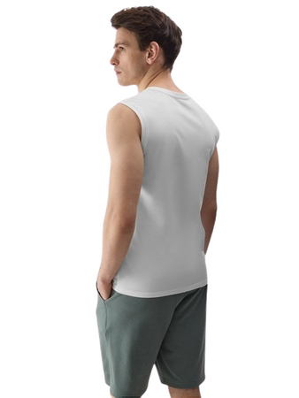 Koszulka męska tank top bez rękawów biała 4F WSS24 TSLEM075