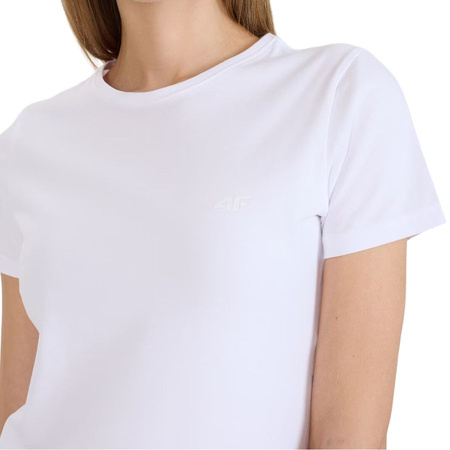 Damski t-shirt koszulka basic 4F 4FWMM00TTSHF2255 biały