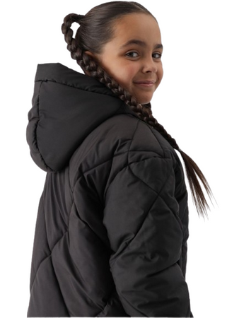 Kurtka dziewczęca puchowa pikowana 4F 4FJWAW24TDJAF451 czarna