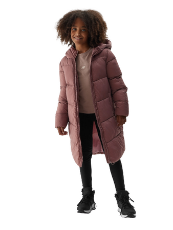 Kurtka Płaszcz zimowy dziewczęcy 4F JAW23TDJAF268 brązowa