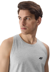 Koszulka męska tank top bez rękawów szary 4F WSS24 TSLEM076