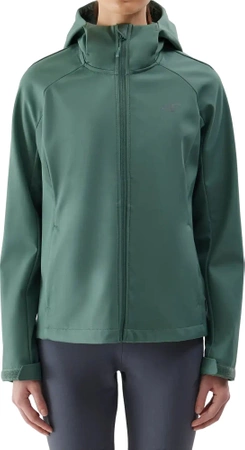 Kurtka damska softshell z kapturem 4F WSS24-TSOFF216 zielona