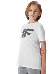 Koszulka T-shirt dziecięcy 4F JAW23TTSHM0794 biała