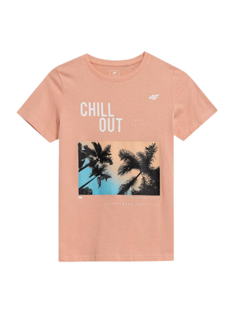 Koszulka chłopięca 4F JSS23 TTSHM288 koralowa