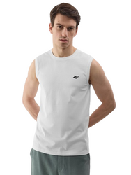 Koszulka męska tank top bez rękawów biała 4F WSS24 TSLEM075
