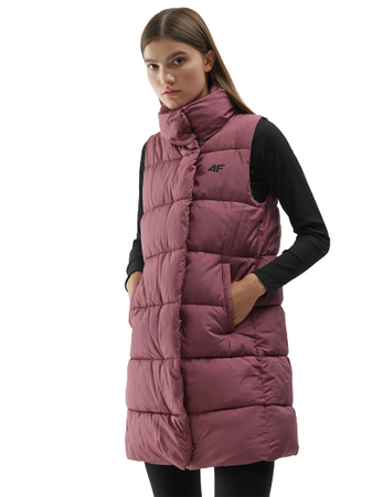 Bezrękawnik długi Damski 4F AW23TVESF076 różowy