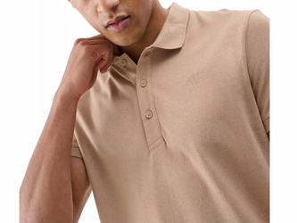 Koszulka męska polo 4FWSS25TPTSM407 beżowa